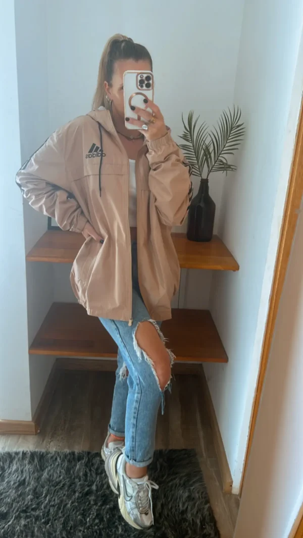 Campera Adidas Jacket 3 Stripes Rompeviento color beige