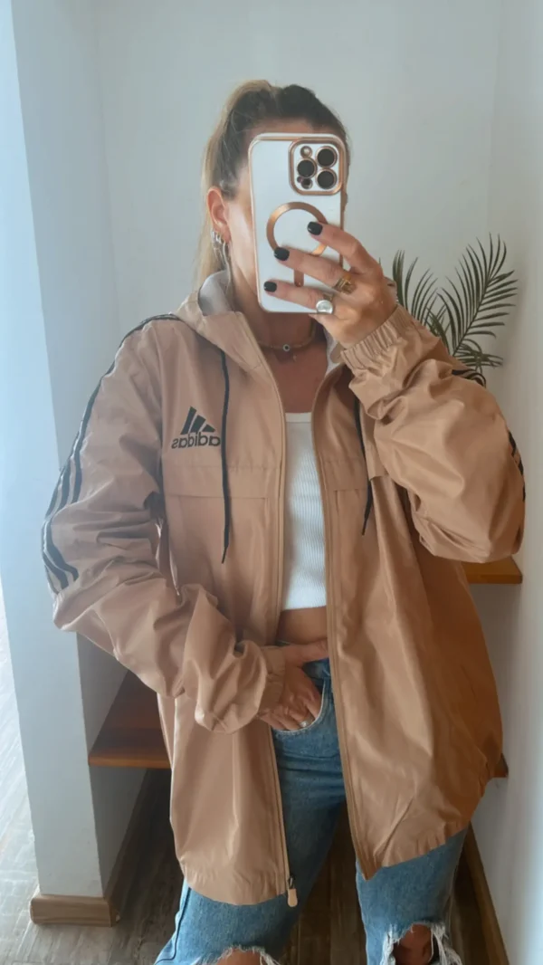 Campera Adidas Jacket 3 Stripes Rompeviento color beige