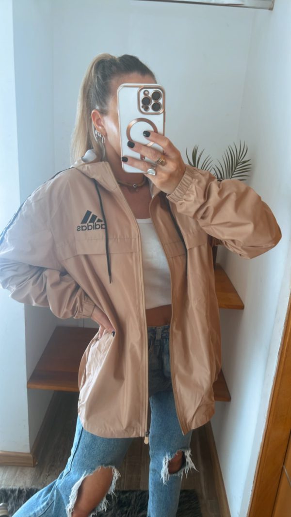 Campera Adidas Jacket 3 Stripes Rompeviento color beige