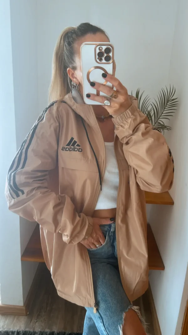 Campera Adidas Jacket 3 Stripes Rompeviento color beige