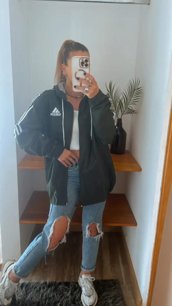 Campera Adidas Jacket 3 Stripes Rompeviento color verde oscuro