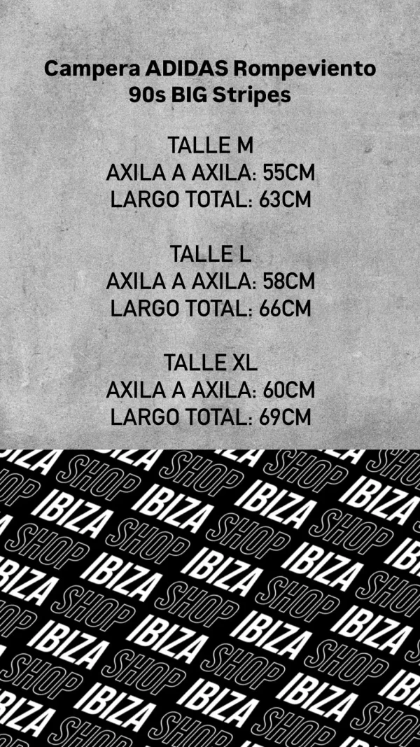 Tabla de talles Adidas 90s Big Stripes