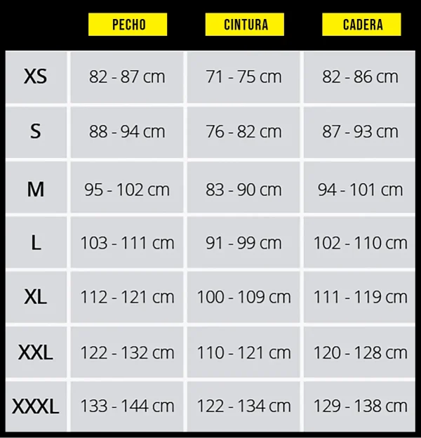 Talles del XS al XXXL para camperas